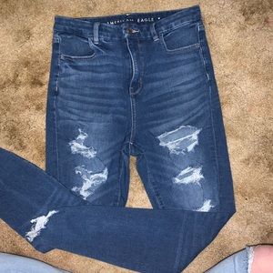 High waisted ripped American eagle jeans